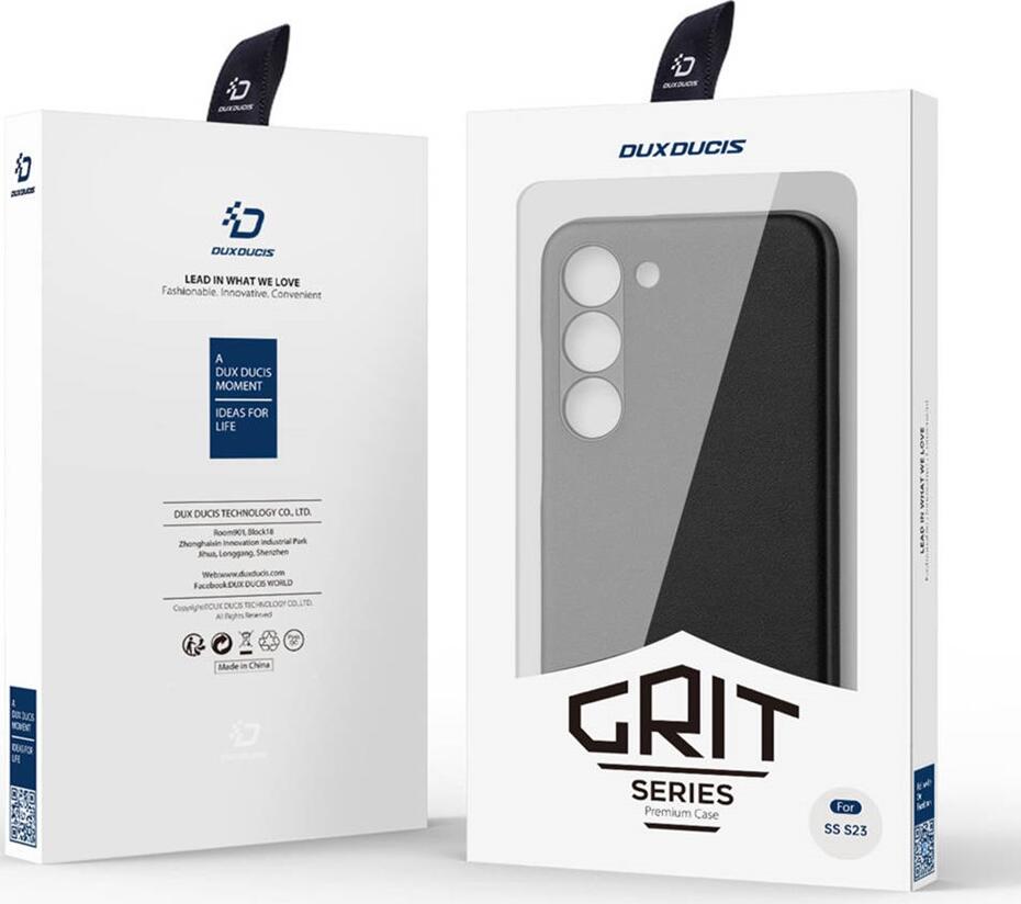 Чехол Dux Ducis Grit для Samsung Galaxy S23, 6.1 дюйма из кожи, тонкий противоударный кейс с защитой камеры и экрана, черный