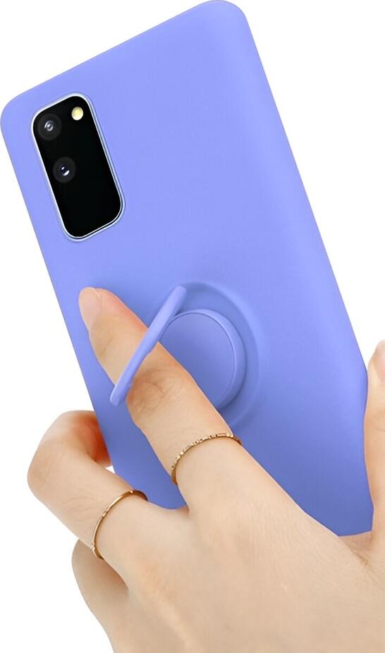 Синий чехол из жидкого силикона для Samsung Galaxy A20, 6.4 дюйма, противоударный и пылезащитный с интегрированным кольцом-держателем