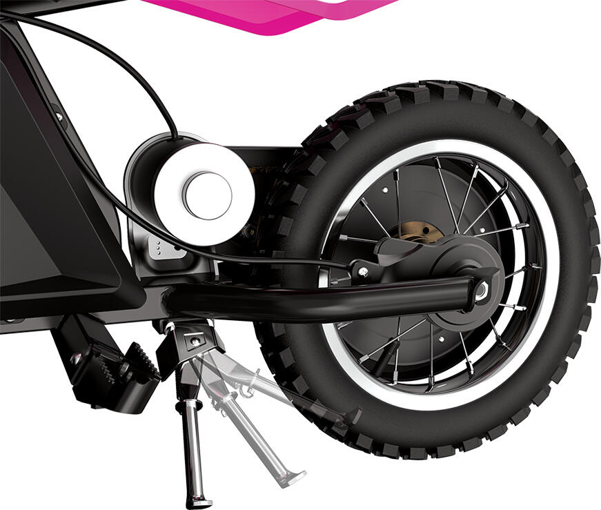Razor MX125 Dirt Rocket Electric Dirt Bike for Kids, Pink, 100W High-Torque Motor, 12V Battery, 13 km/h Max Speed, 12-inch Pneumatic Tires, Steel Frame