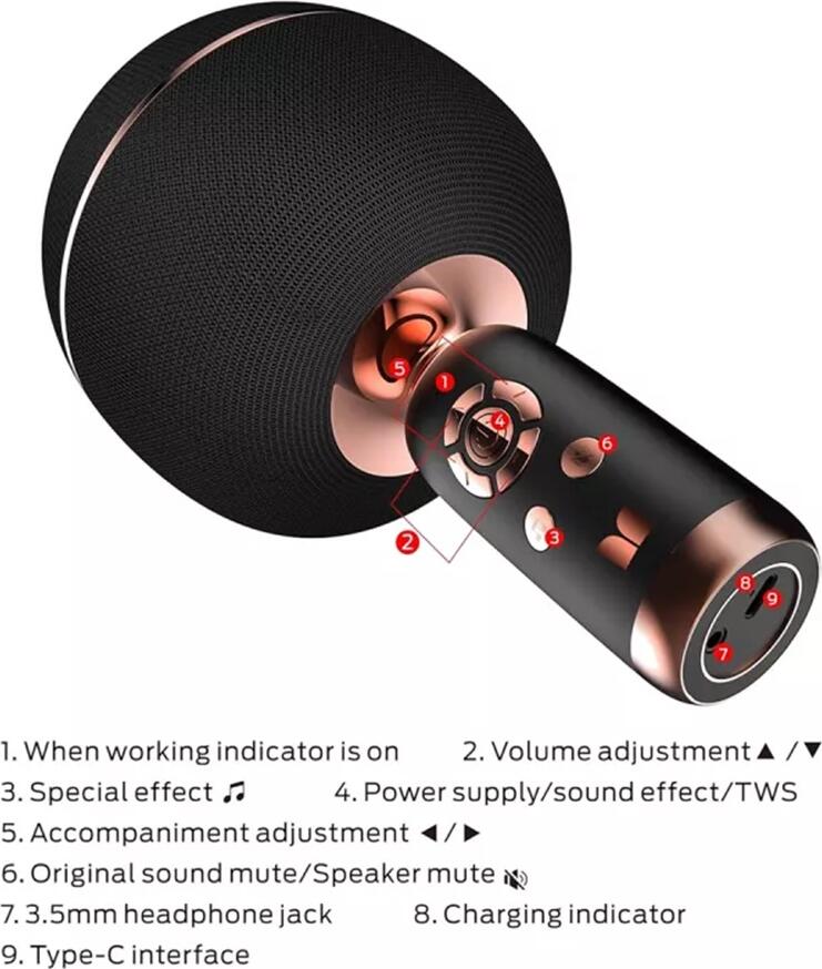 Monster Superstar M97 Handheld Wireless Bluetooth Karaoke Machine, 26W Dual Speakers, Dynamic Microphone with Echo Control, TWS, FM Radio, USB-C