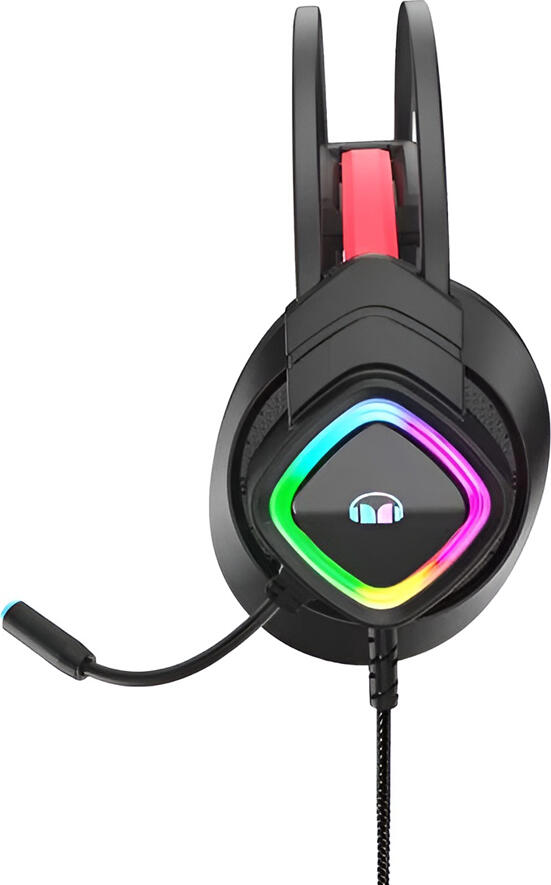 Casca Gaming Monster MH72101 Mission Bot, Cablu, Over-Ear cu Iluminare RGB, Difuzoare 40mm, Microfon Omnidirectional, Jack 3.5mm si USB, PC Consola Mobil