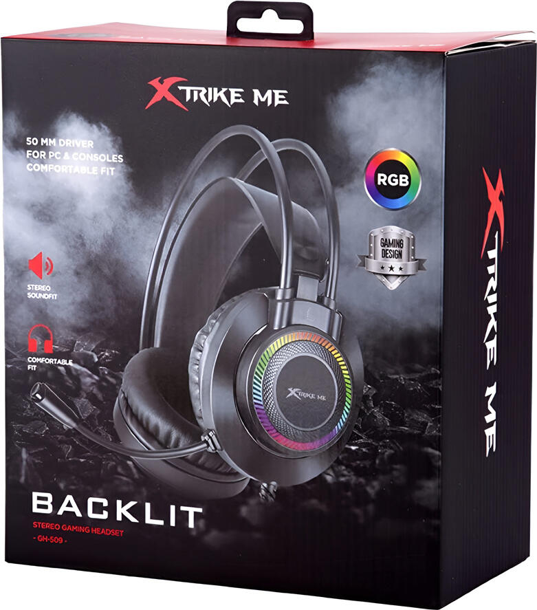 Casca Gaming Stereo Xtrike Me GH-509, Difuzoare 50mm, Iluminare RGB, Microfon Omnidirectional, Cablu 2.1m pentru PC, Console PS4 Xbox One si Mobil