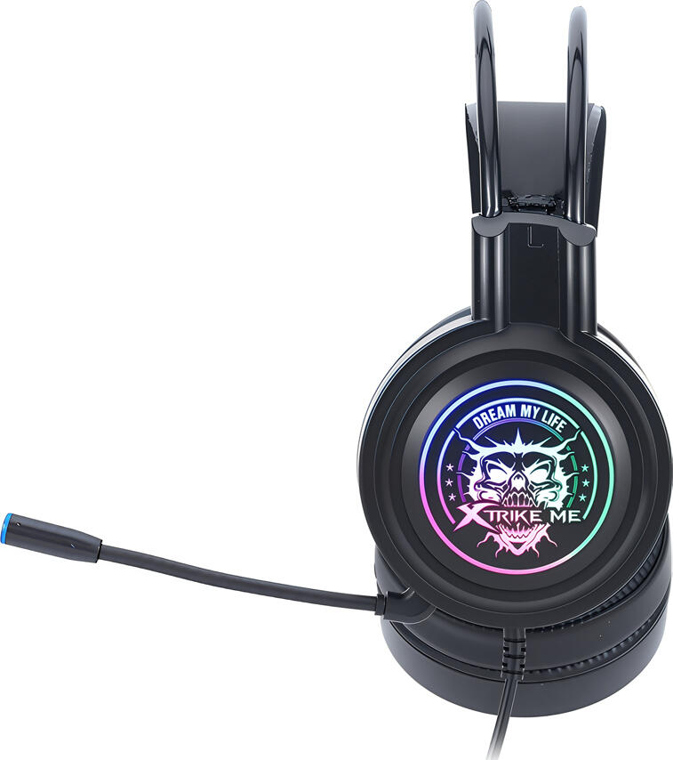 Xtrike Me GH-516 Wired Gaming Headset, 50mm Drivers, Omnidirectional Microphone, Static RGB Lighting, USB Interface, Ergonomic Over-Ear Design, Black