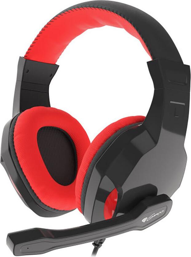 Casca Gaming Genesis Argon 110, On-Ear Closed Back, Difuzoare Dinamice 40mm, Microfon Omnidirectional, Cablu Impletit, Conector 2x 3.5mm Jack, Negru-Rosu