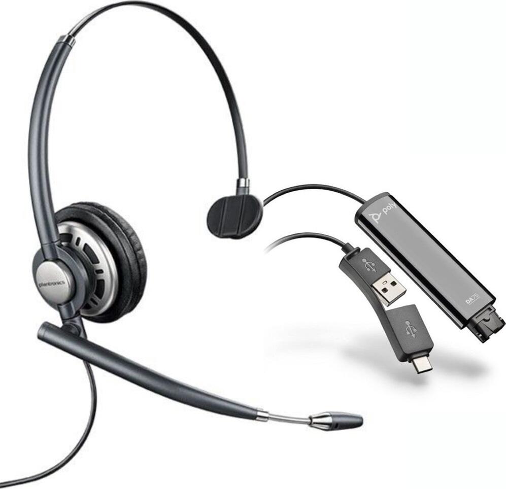 Plantronics Poly DA75 USB Audio Processor Adapter, USB-A and USB-C Connectivity, Digital Signal Processing DSP with Noise Cancellation, Black