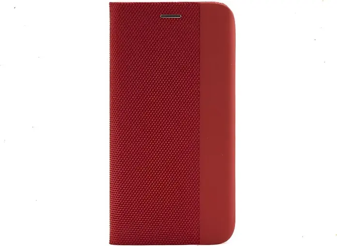 Red Wallet Flip Case for Xiaomi Redmi Note 8T, Textured Nylon and Synthetic Leather Protective Cover with Card Slots and TPU Internal Shell
