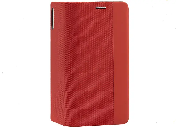 Red Wallet Flip Case for Xiaomi Redmi Note 8T, Textured Nylon and Synthetic Leather Protective Cover with Card Slots and TPU Internal Shell