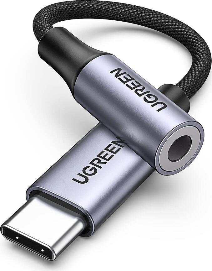 Adaptor Audio UGREEN AV161 USB-C la 3.5mm, Convertor DAC integrat 24bit/96kHz, Cablu Nylon Impletit si Aluminiu, Suporta Microfon si Muzica, Gri