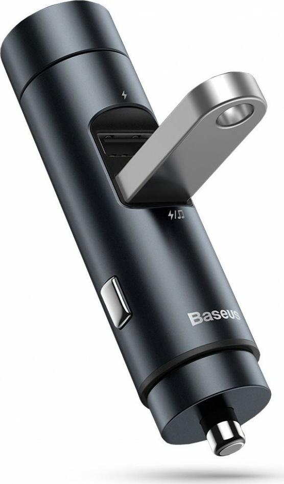 Baseus FM Modulator BT V5.0 with Car Charger Energy Column 1*USB-A 3.0 QC3 + 1*USB--A 2.0, 18W, Dark Grey