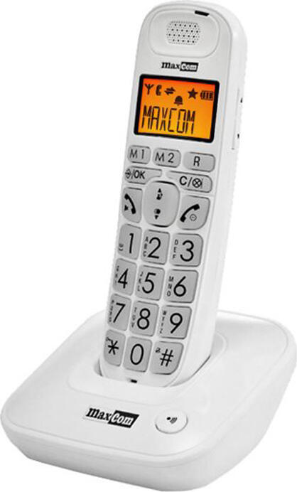Telefon Fixt Fara Fir Maxcom MC6800 DECT cu Răspundător, Standard GAP, Ecran LCD Iluminat, Speakerphone, Caller ID, Alb, Montare Pe Birou sau Perete