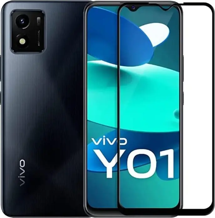 Helmet Diamond Glass 4D Tempered Glass Screen Protector for Vivo Y01, Full Coverage Scratch and Shock Resistant High Clarity Oleophobic Film