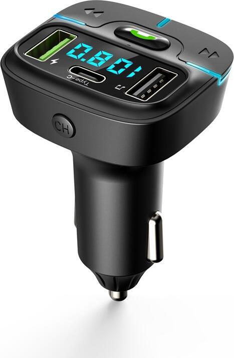 Transmitator FM Helmet G32 cu Bluetooth v5.0 si modulator auto, incarcator USB-C PD 20W si 2 porturi USB-A, apeluri hands-free, afisaj digital, Negru