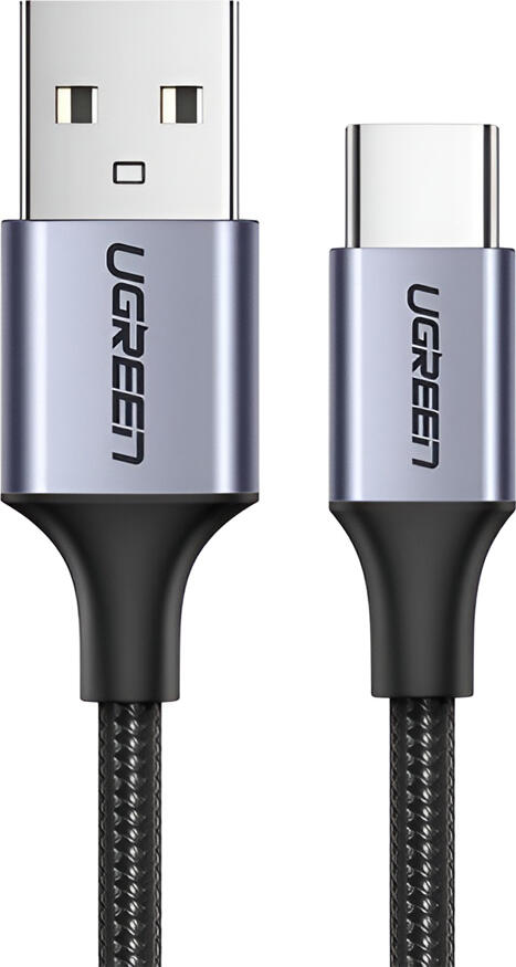 UGREEN USB-A to USB-C Nylon Braided Cable 60481, 1.5m Fast Charging 18W 3A, 480Mbps Data Transfer, Aluminum Shell with 56K Ohm Resistor, Grey