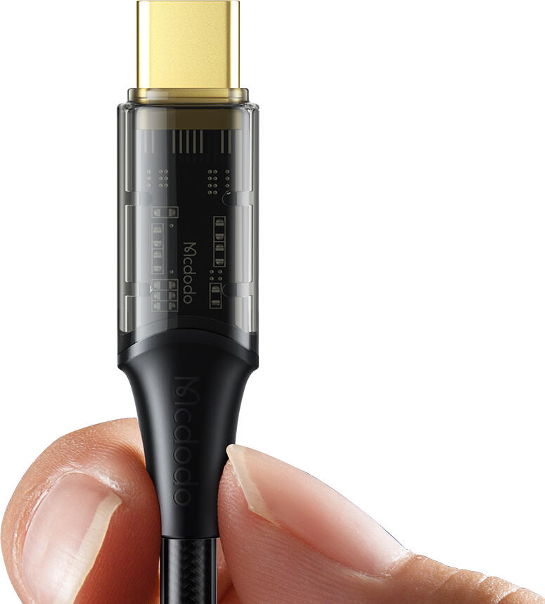 Кабель для быстрой зарядки Mcdodo Amber Series CA-211 USB-C to USB-C PD 100W, 5A с чипом E-Mark, прозрачный плетеный корпус, 1.2м, Черный