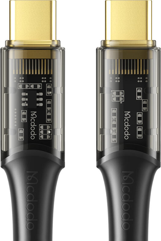 Кабель для быстрой зарядки Mcdodo Amber Series CA-211 USB-C to USB-C PD 100W, 5A с чипом E-Mark, прозрачный плетеный корпус, 1.2м, Черный