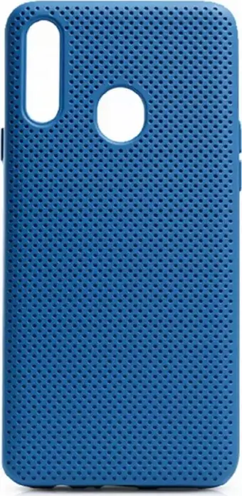 Helmet Liquid Silicone Grid Case for Samsung Galaxy A20S, 6.5 inch Shockproof Matte Cover, Blue, Dust Resistant Soft-Touch Protective Shell
