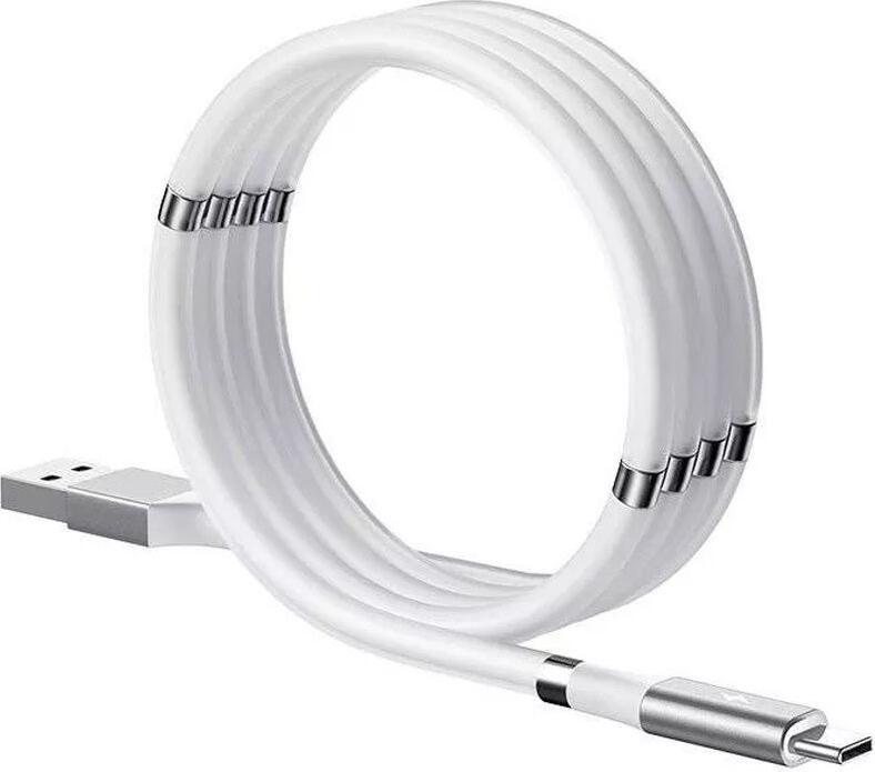Helmet Cable USB to Type-C With Magnetic Organizer 2.1A 1m, White