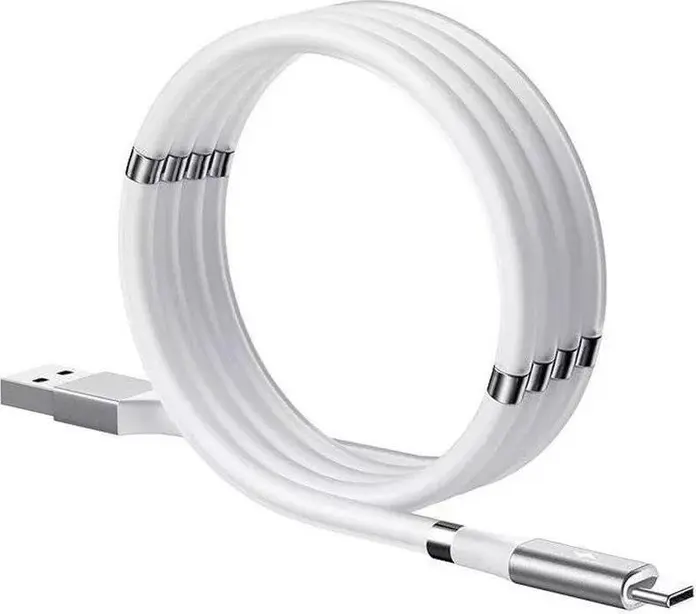 DMLink Helmet Cable USB Type-A to Type-C Charging and Data Transfer Cable with Magnetic Organizer, 2.1A, 1m
