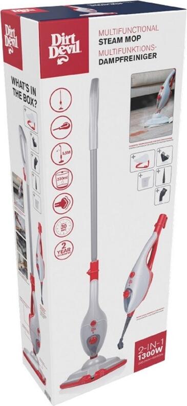 Mop cu Abur Multifunctional 2-in-1 Dirt Devil DD7001, Curatator Vertical si Portabil, 1300W, Rezervor Apa 330ml, Incalzire Rapida, Rosu