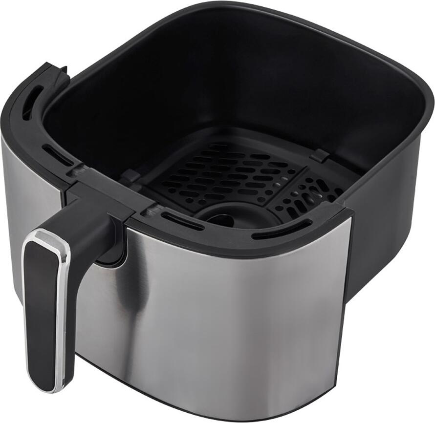 N'Oveen AF550 Air Fryer 6.5L, 1600W Hot Air Fryer with Rapid Air Technology, 8 Pre-set Programs, Digital Touch LED Display, Non-stick Basket, Black/Silver