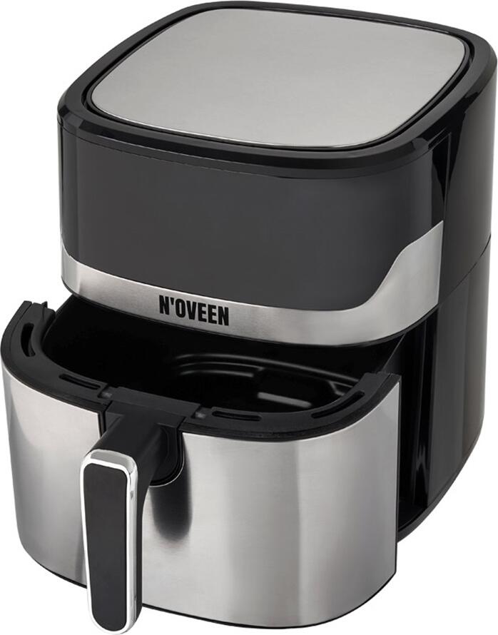 N'Oveen AF550 Air Fryer 6.5L, 1600W Hot Air Fryer with Rapid Air Technology, 8 Pre-set Programs, Digital Touch LED Display, Non-stick Basket, Black/Silver