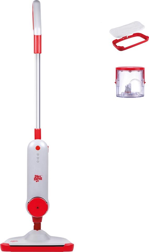 Mop cu Abur Dirt Devil DD7002, 1300W, Rezervor Apa 330ml, 3 Nivele de Abur, Cap Pivotant pentru Pardoseli Dure, Gresie si Laminat, cu Perute Microfibra