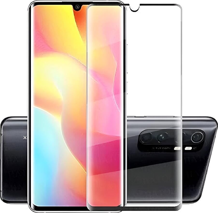 Helmet Diamond Glass 4D Tempered Screen Protector for Xiaomi Mi Note 10 Lite, Shockproof Scratch-Resistant Front Glass Protection, Black