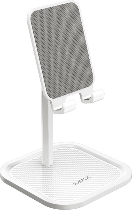 Jokade Qingtian Series JE008 Desktop Phone and Tablet Stand, ABS+PC Carbon Fiber Grain, White, Multi-Angle Adjustable, Anti-Slip, 160x100x100mm