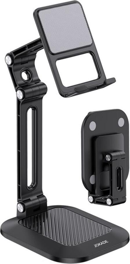Jokade JE020 Xiyu Series Foldable Phone and Tablet Stand, ABS Silicone Holder for 4-12.9 inch Devices, Adjustable Viewing Angles, Anti-slip Black