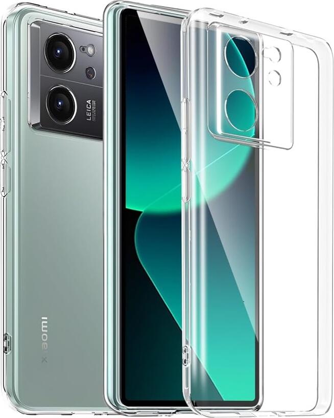 Helmet Case for Xiaomi 13T and 13T Pro, Transparent Soft TPU Protective Cover, Impact Resistant Anti-Slip Case with Raised Camera and Screen Edges