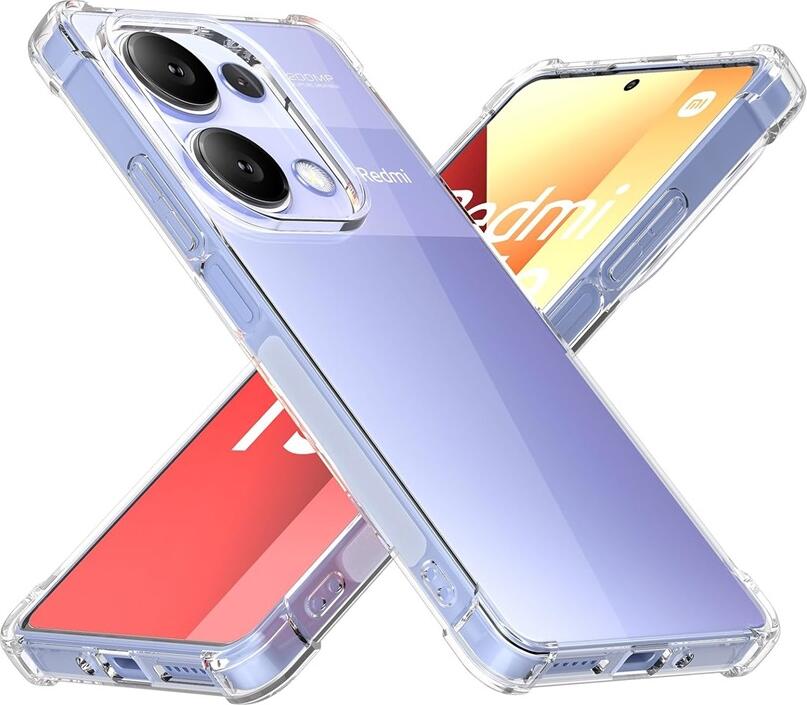 Husa WOO pentru Redmi Note 13 Pro 4G, Cover Transparent din TPU Flexibil, Protectie Anti-Impact si Zgarituri, Margini Ridicate pentru Ecran si Camera