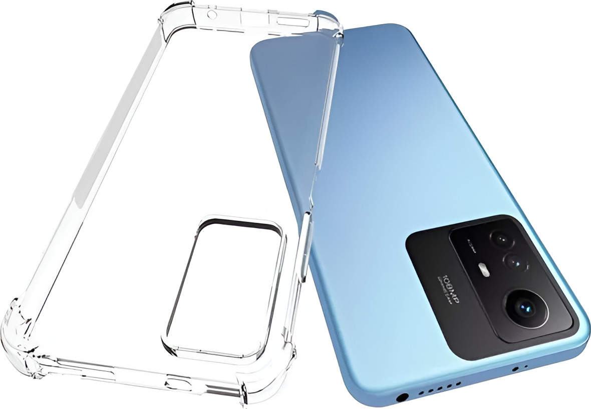 Helmet Case for Xiaomi Redmi Note 12S, Transparent TPU Flexible Protective Cover, Shockproof Anti-Scratch Bumper with Raised Edges