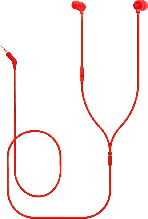 JBL Earphones 3.5mm with Mic Tune 110, Red