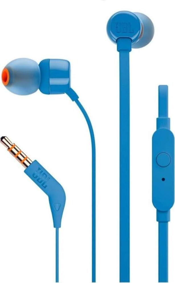 JBL Earphones 3.5mm with Mic Tune 110, Blue