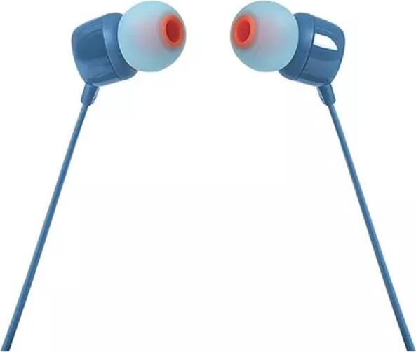 JBL Tune 110 In-Ear Wired Headphones - Blue, with Pure Bass Sound, 9mm Drivers, Tangle-Free Flat Cable, Integrated Microphone and 3.5mm Jack