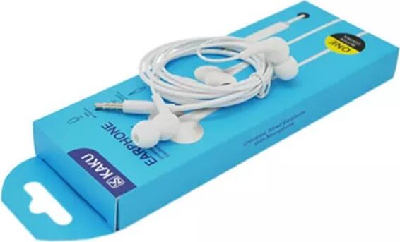 KAKU Feile KSC-403 In-Ear Wired Earphones with Integrated Microphone and Remote Control, 3.5mm Mini-Jack Connector, Anti-Tangle Cable, White