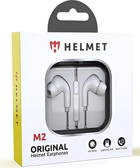 Helmet M2 Series In-Ear Wired Earphones with Lightning Connector, Integrated Microphone, HD Music Support, Passive Noise Isolation, Ergonomic Design, Smart Calling