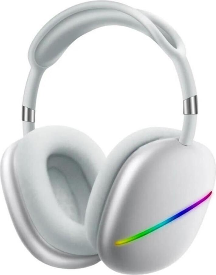 Musen AKZ-MAX10 Wireless Bluetooth On-Ear Headphones - Silver, with RGB LED, Deep Bass Stereo Sound, TF Card Slot, Built-in Mic, 3.5mm Jack, Siri Support