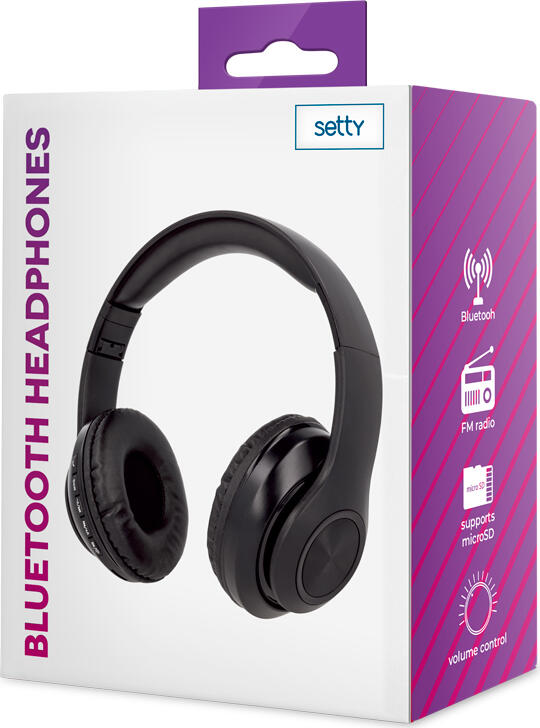 Casca Setty GSM108198 Bluetooth v4.1 On-Ear cu Radio FM, Slot microSD, Microfon Integrat, Design Pliabil, Jack 3.5mm, Negru