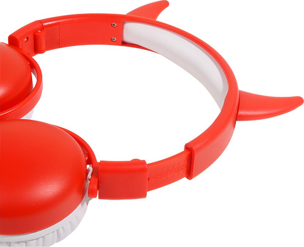 Casca Wireless Bluetooth Keeka BH-S521 Supra-aurale, Roșu, cu Microfon Integrat, Conector Jack 3.5mm, 20Hz-20kHz, 32 Ohm, Design cu Coarne Decorative