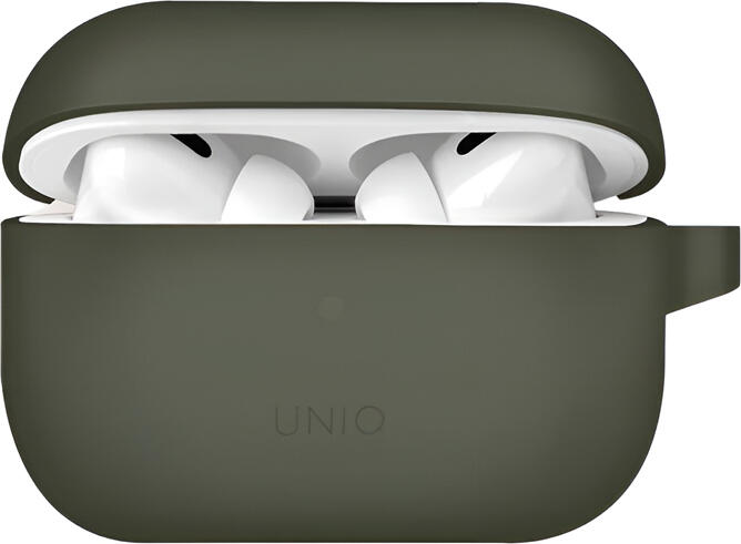 UNIQ Silicone Case for Apple AirPods Pro 2nd Generation, Shockproof Protective Cover with Metal Carabiner and Wireless Charging Support