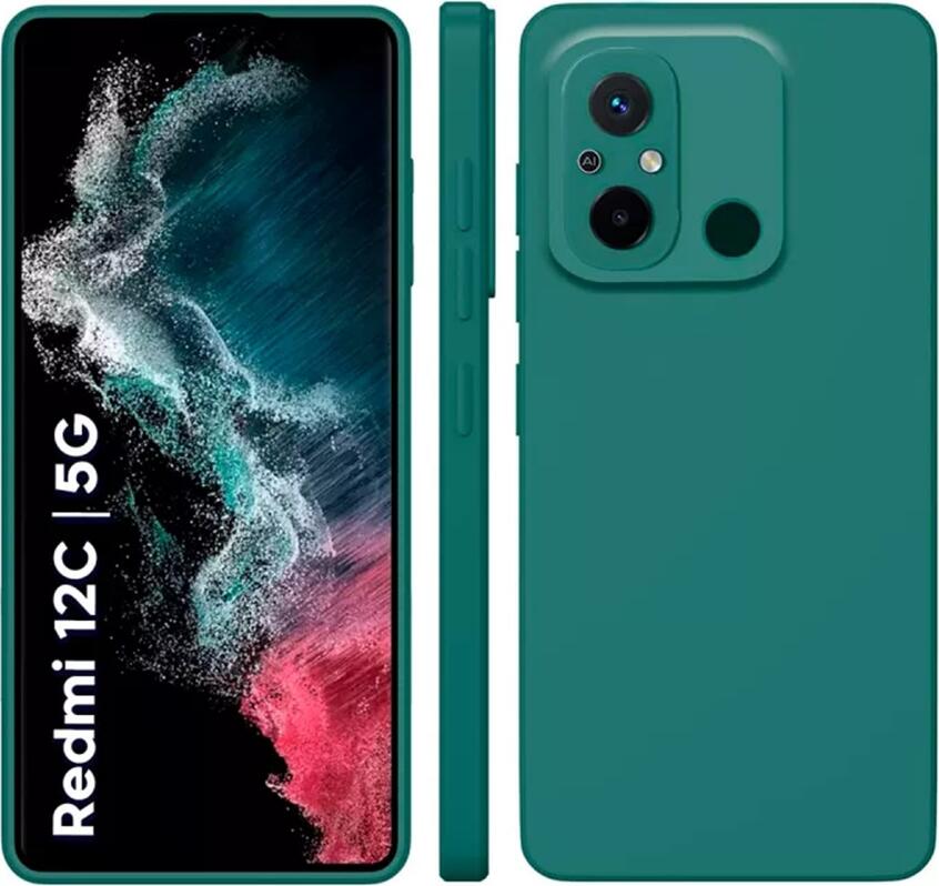 Husa Protectie Shockproof Verde pentru Xiaomi Redmi 12C, Poco C55, Redmi 11A, Cover din Silicon Lichid si TPU Soft, Anti-alunecare, Protectie Camera