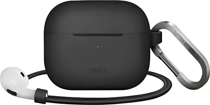 UNIQ Vencer Case for Apple AirPods 3rd Generation, Hybrid Silicore Double-Layer Soft Silicone Protective Cover with Carabiner and Anti-Loss Strap