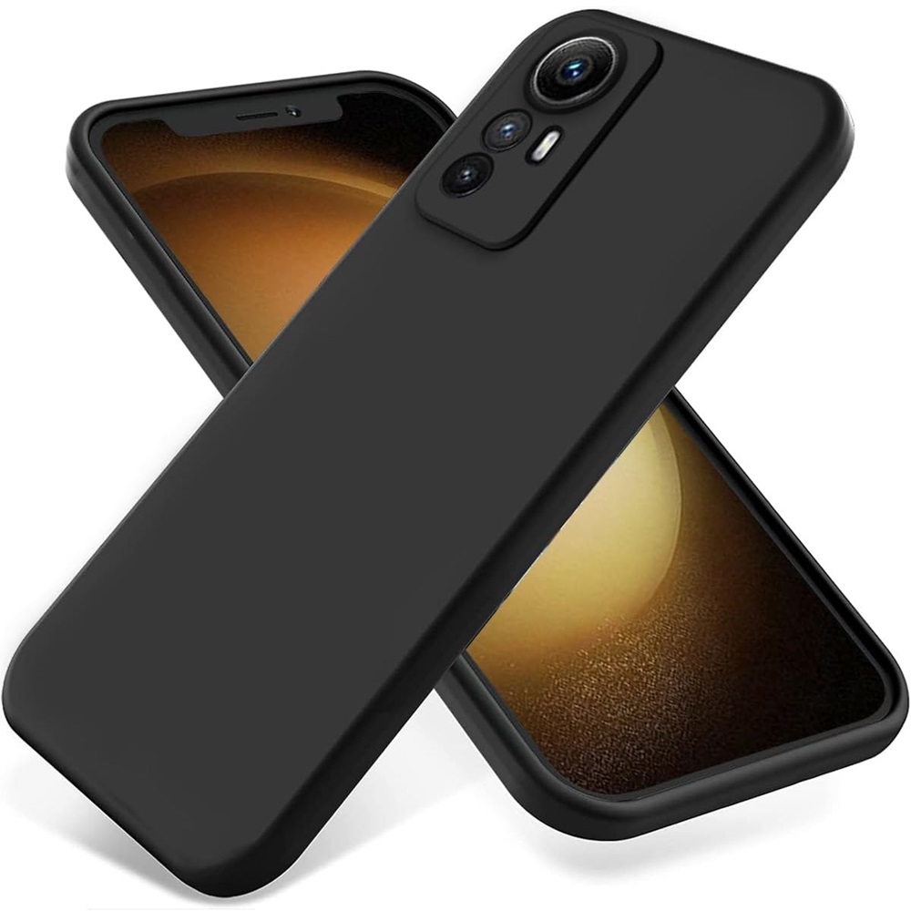 Black Liquid Silicone Protective Case for Xiaomi Redmi Note 12S 4G, Shockproof Soft-Touch Matte Back Cover with Precise Cutouts