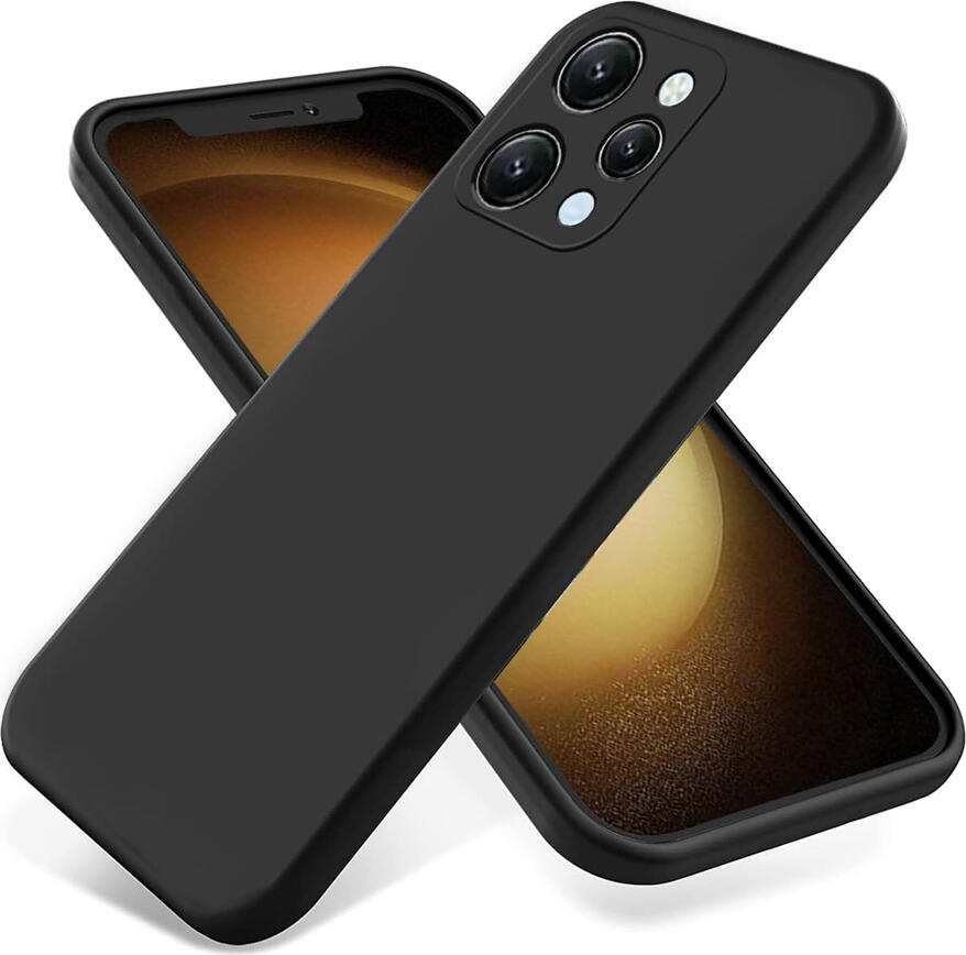 Black Helmet Liquid Silicone Case for Xiaomi Redmi 12, Shock-Resistant Slim Fit Back Cover, Matte Soft-Touch Anti-Slip Dust-Proof Protective Case
