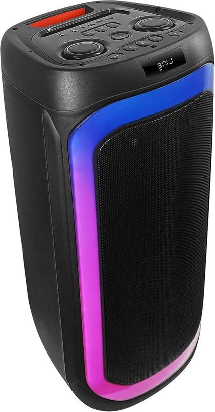 Box Party Eden ED-839, Putere 80W, Woofer de 8 inch, Bluetooth v5.0, TWS, Karaoke cu 2 Microfoane Wireless, Iluminare LED, Radio FM, Negru