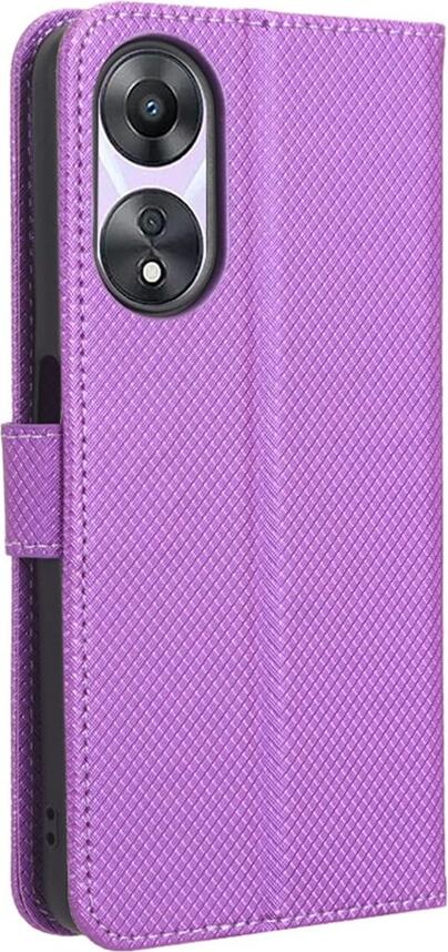Purple Helmet Nylon Flip Wallet Case for Oppo A58, Shell Flip Cover with Magnetic Closure and Integrated Horizontal Stand