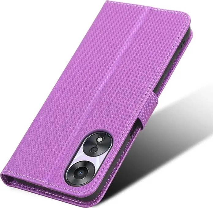 Purple Helmet Nylon Flip Wallet Case for Oppo A58, Shell Flip Cover with Magnetic Closure and Integrated Horizontal Stand