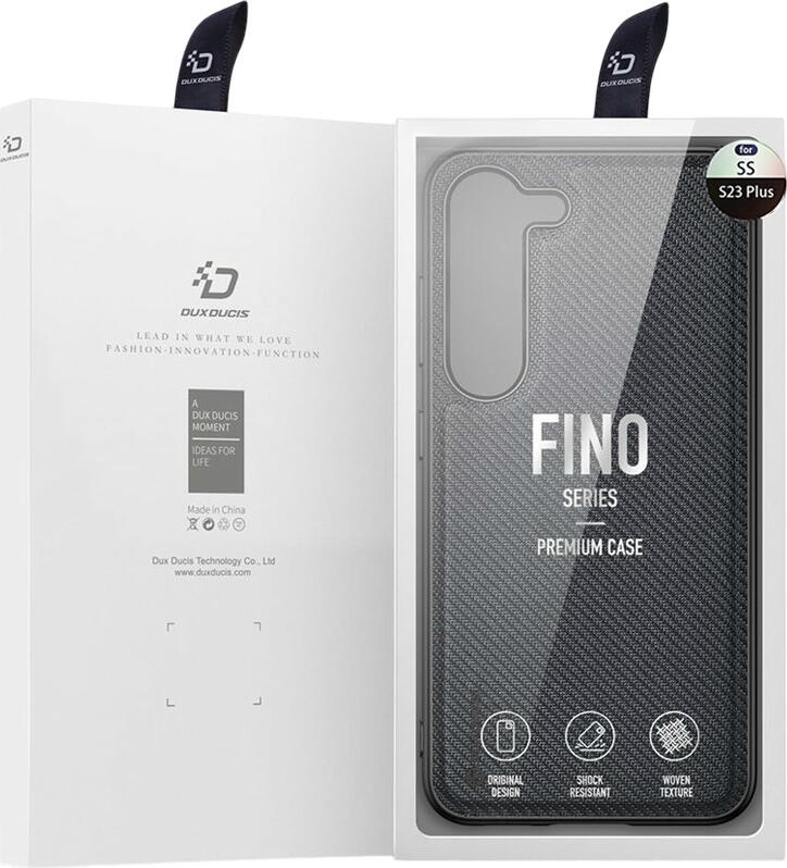 DUX DUCIS Fino Case for Samsung Galaxy S23 Plus, Black, Shockproof Woven Nylon Fabric and TPU Cover, Anti-Fingerprint Protective Shell with Raised Edges