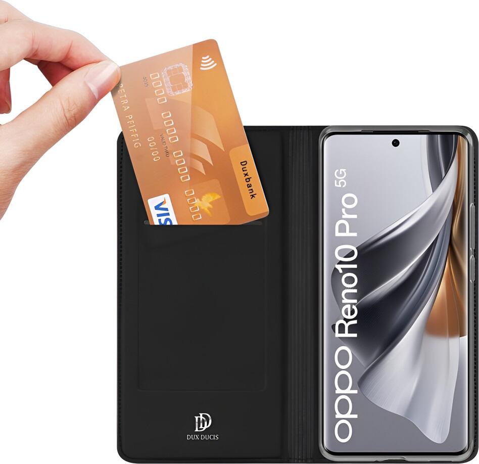 Dux Ducis SkinPro Wallet Flip Case for OPPO Reno 10 and Reno 10 Pro, TPU Leather Protective Cover with Internal Card Pocket, Full Body Shockproof Shell